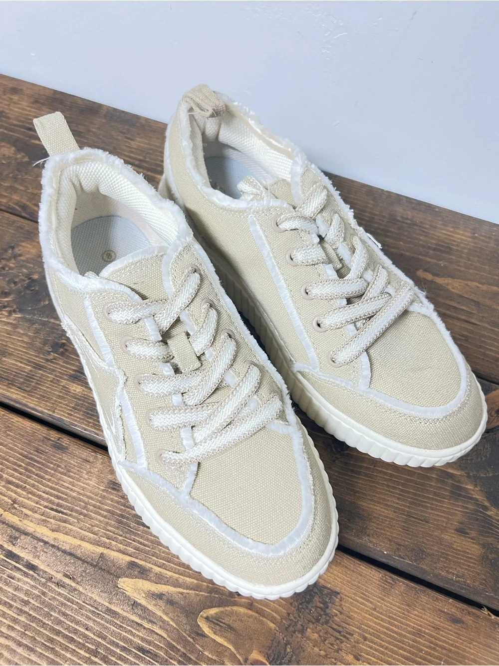 DREAM PAIRS [Kay] Denim Star Patchwork Platform Fashion Sneakers